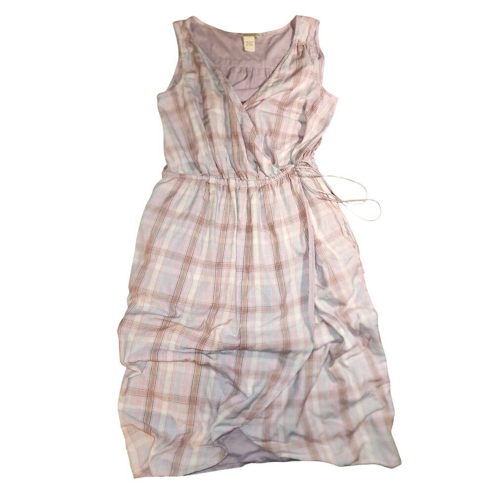 Sundance Crossover Wrap Plaid Waist Tie Tank Dress Size 4